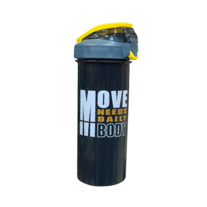 زجاجة مياه رياضية MOVE – 1000 مل بغطاء أصفر أنيق
