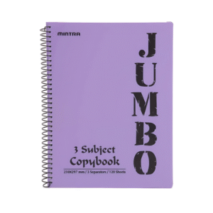 كشكول جامبو بسلك من مينترا 120 ورقة مسطرة بـ 3 فواصل وغلاف بلاستيك مقاس A4